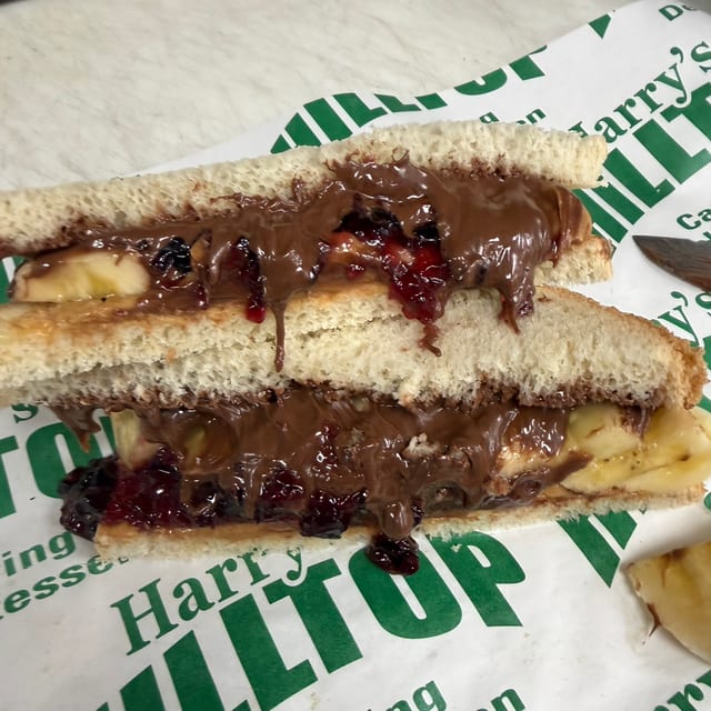 Nuttella Banana on White Bread.