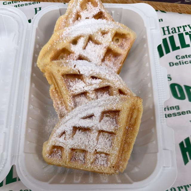 Homemade Waffles Topped with Ice Cream.