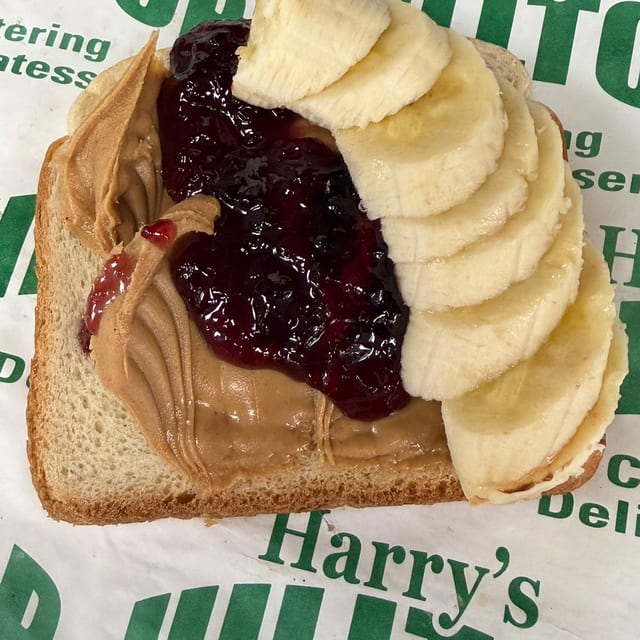 Peanut Butter and Banana and Jelly on White Bread.
