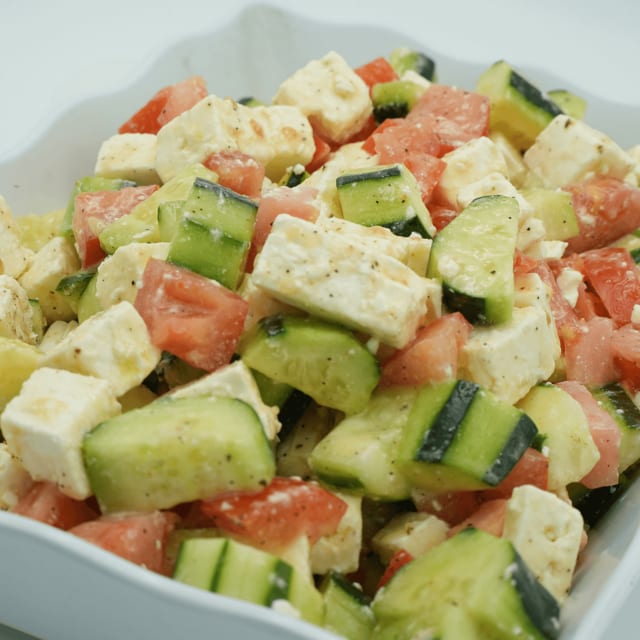 Tomato Cucumber Feta Salad.