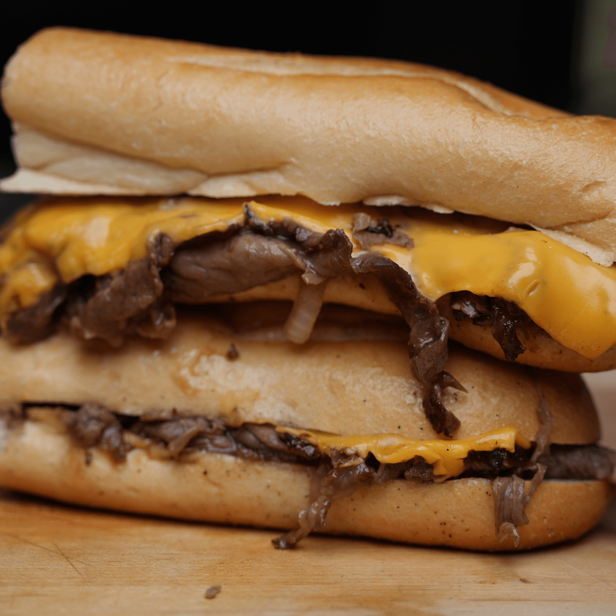 Philly Cheese Steak on a Hero Sandwich.