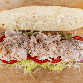 Turkey Club on a Hero with Mayo